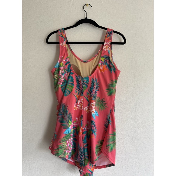 Kim Gravel x Swimsuits‎ For All Sarong Front 1-Piece Suit Tropical Punch Size 16 - Picture 2 of 6